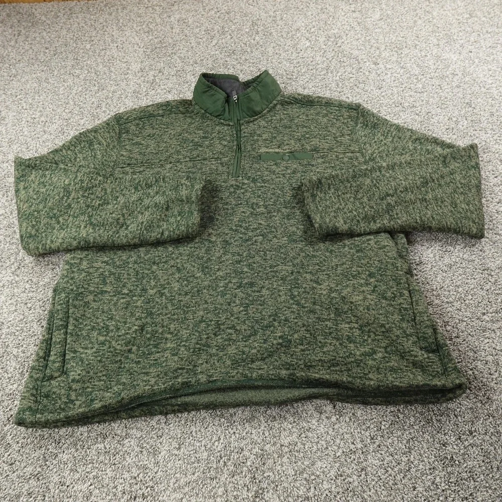 Eddie Bauer Sweater Mens 2XL Green Fleece‎ 1/4 Zip Mock Neck Pullover Outdoor